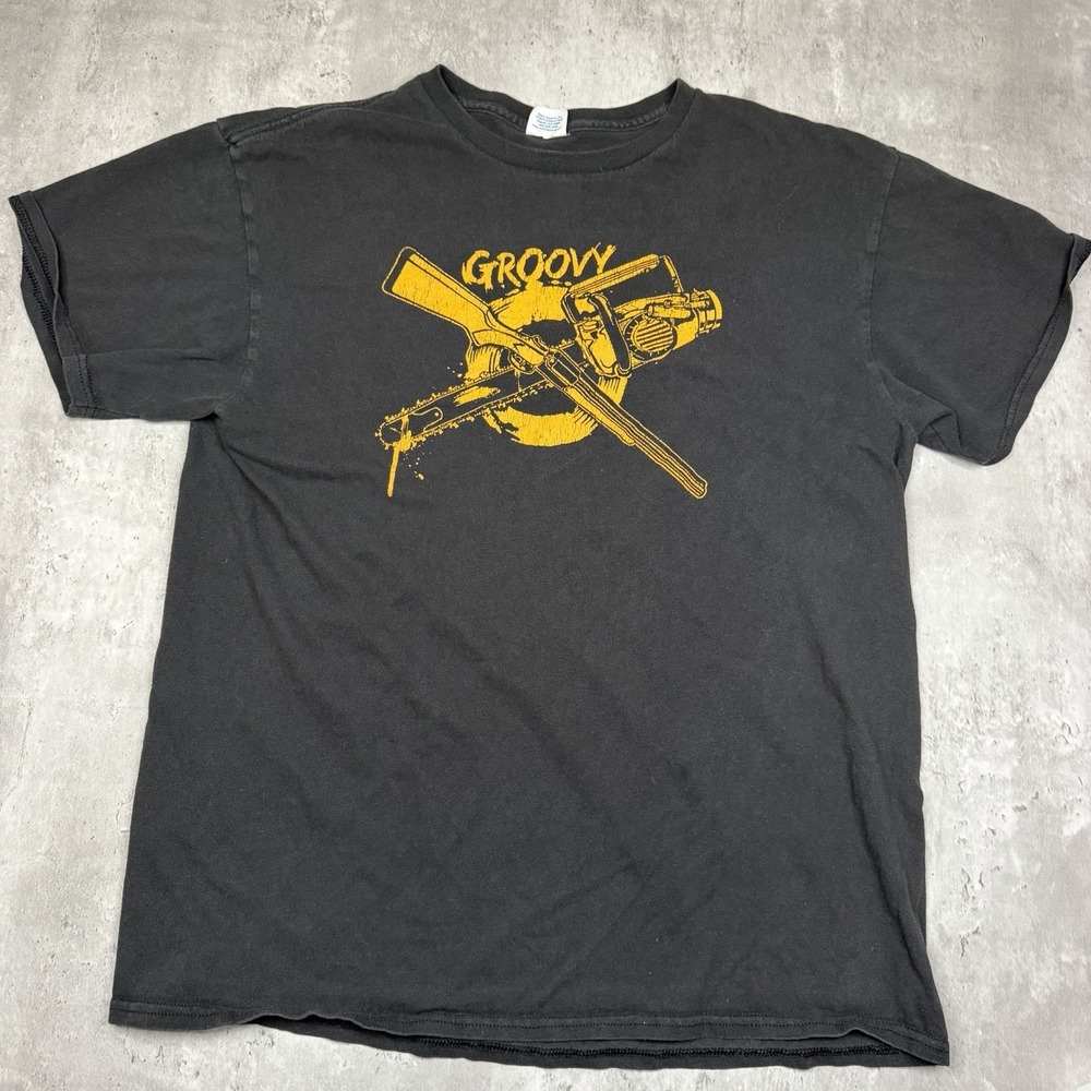 Vintage Evil Dead 2 Groovy Movie Shirt Y2k Mens Medium Black Promo Horror Delta